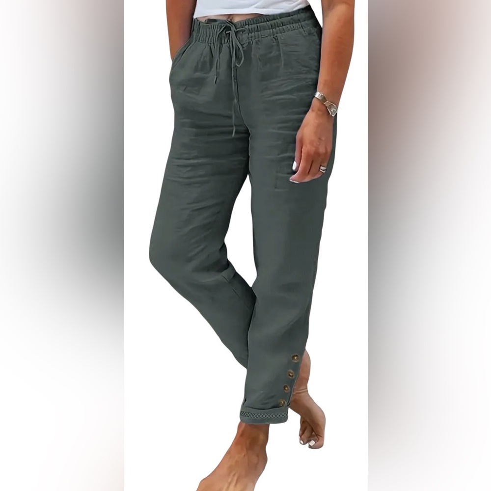 CASUAL CROPPED PANTS ANKLE DRAWSTRING NEW